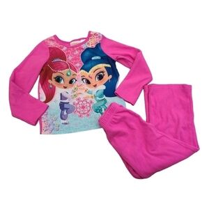 Nickelodeon Shimmer & Shine 2 Pcs Long Sleeve Pajama Set Girls Sz 4 5
